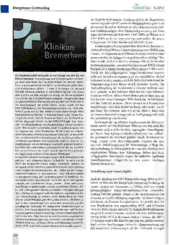 Vorschauseite 4: Jahre Energiespar-Contracting im Klinikum Bremerhaven