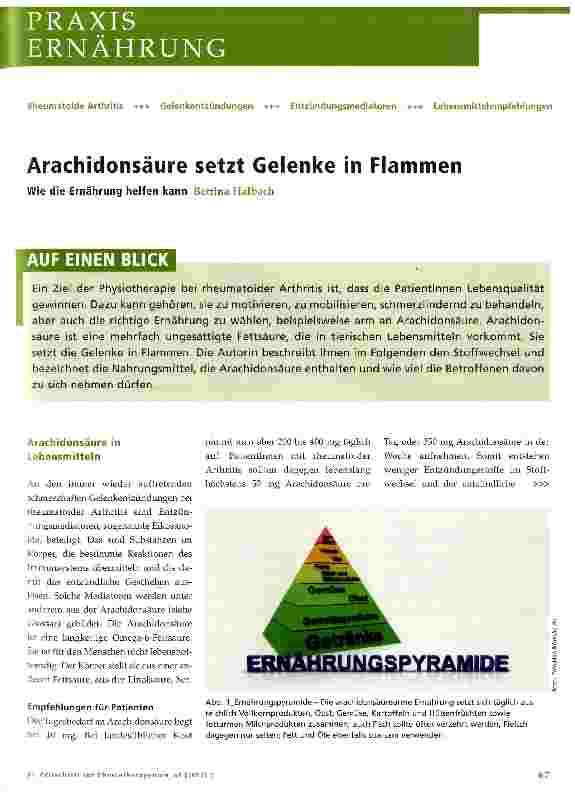Vorschauseite 1: Arachidonsäure setzt Gelenke in Flammen