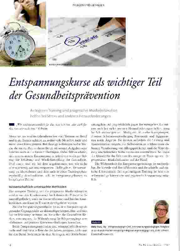 Vorschauseite 1: Entspannungskurse als wichtiger Teil der Gesundheitsprävention