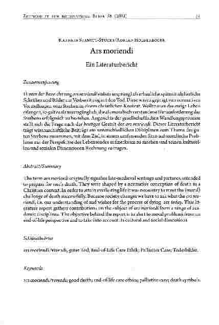 Vorschauseite 1: Ars moriendi