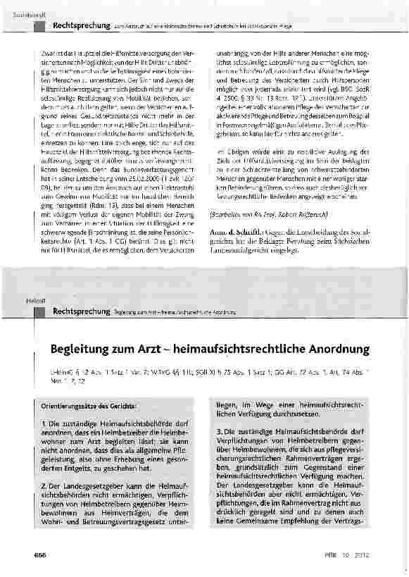 Vorschauseite 1: Begleitung zum Arzt - heimaufsichtsrechtliche Anordnung