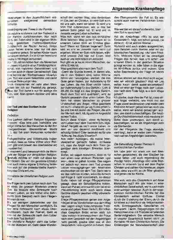 Vorschauseite 4: Tod und Sterben Ein Tabu für das Pflegepersonal?