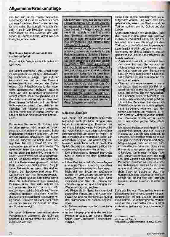 Vorschauseite 5: Tod und Sterben Ein Tabu für das Pflegepersonal?