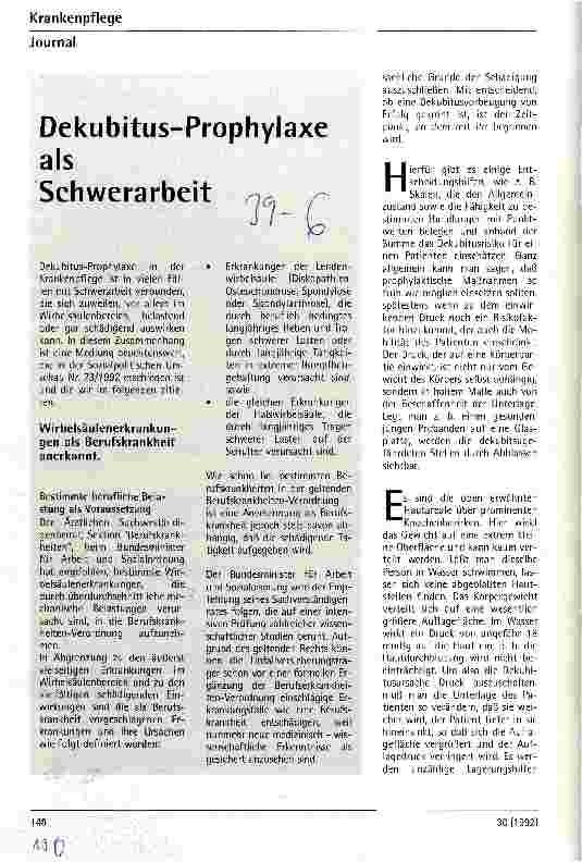 Vorschauseite 1: Dekubitusprophylaxe als Schwerarbeit