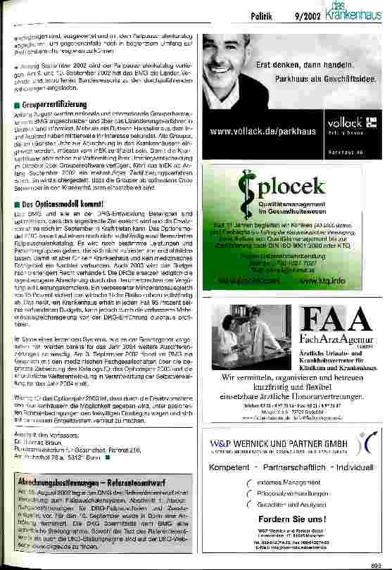 Vorschauseite 3: DRG-Optionsmodell 2003 Ersatzvornahme des BMG auf gutem Weg
