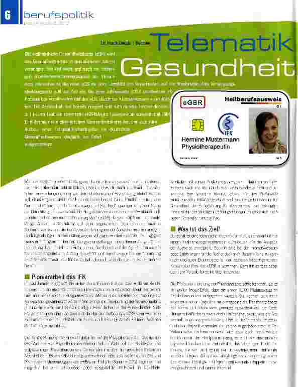 Vorschauseite 1: Telematik zieht ins Gesundheitswesen ein