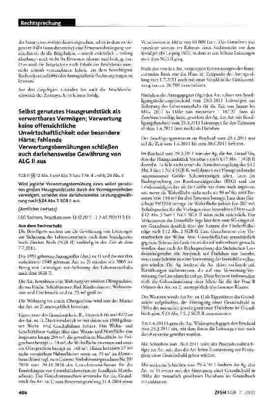 Vorschauseite 5: Crundreinigung und Renovierung einer Messie-Wohnung; kein Anspruch auf Kostenübernahme nach SGB II; Hilfe zur Überwindung besonderer sozialer Schwierigkeiten; fehlender Anordnungs…