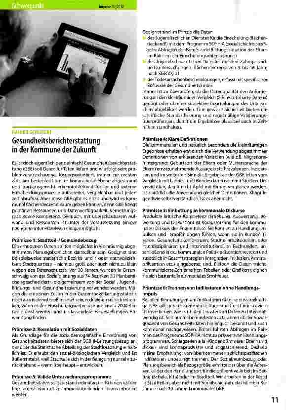 Vorschauseite 1: Gesundheitsberichterstattung in der Kommune der Zukunft