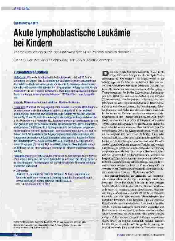 Vorschauseite 1: Akute lymphoblastische Leukämie bei Kindern