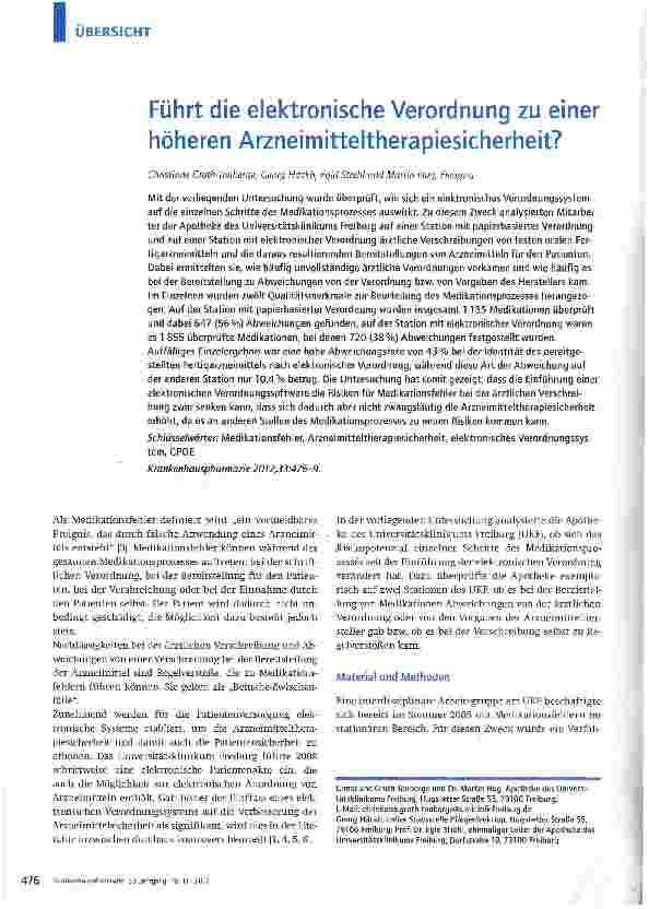 Vorschauseite 1: Führt die elektronische Verordnung zu einer höheren Arzneimitteltherapiesicherheit?