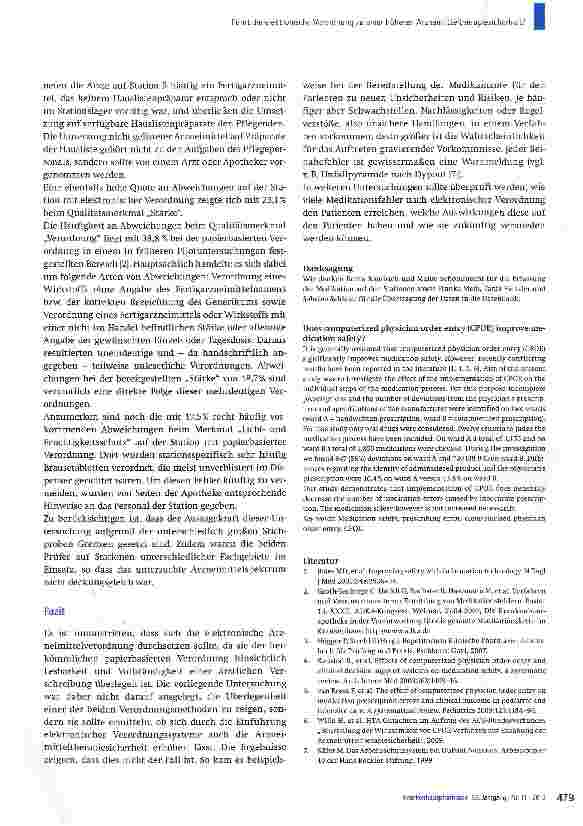 Vorschauseite 4: Führt die elektronische Verordnung zu einer höheren Arzneimitteltherapiesicherheit?