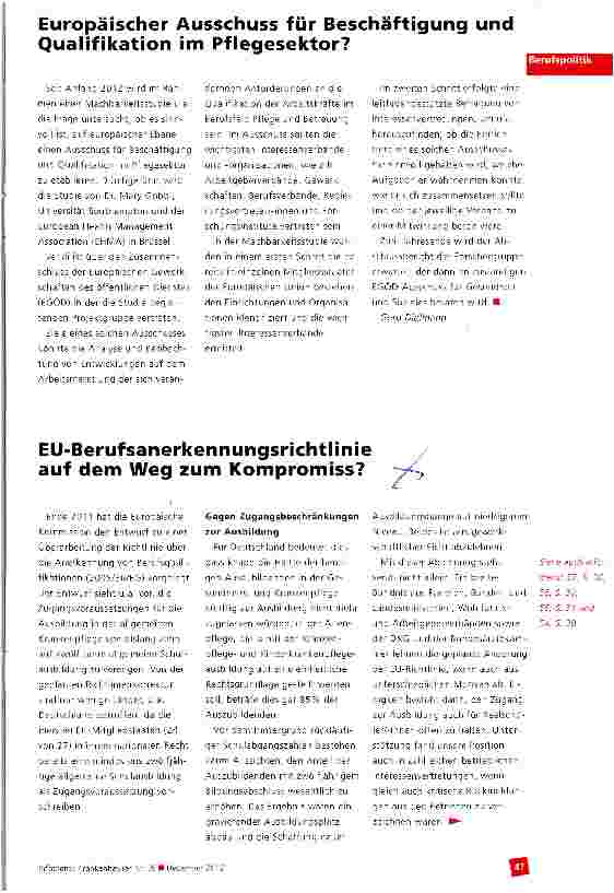 Vorschauseite 1: EU-Berufsanerkennungsrichtlinie auf dem Weg zum Kompromiss?