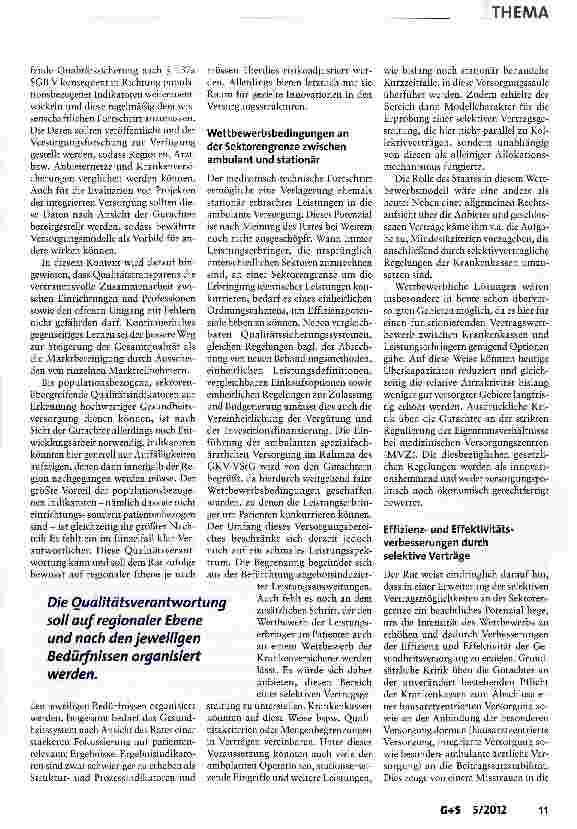Vorschauseite 4: Wettbewerb an der Schnittstelle zwischen ambulanter und stationärer Gesundheitsversorgung