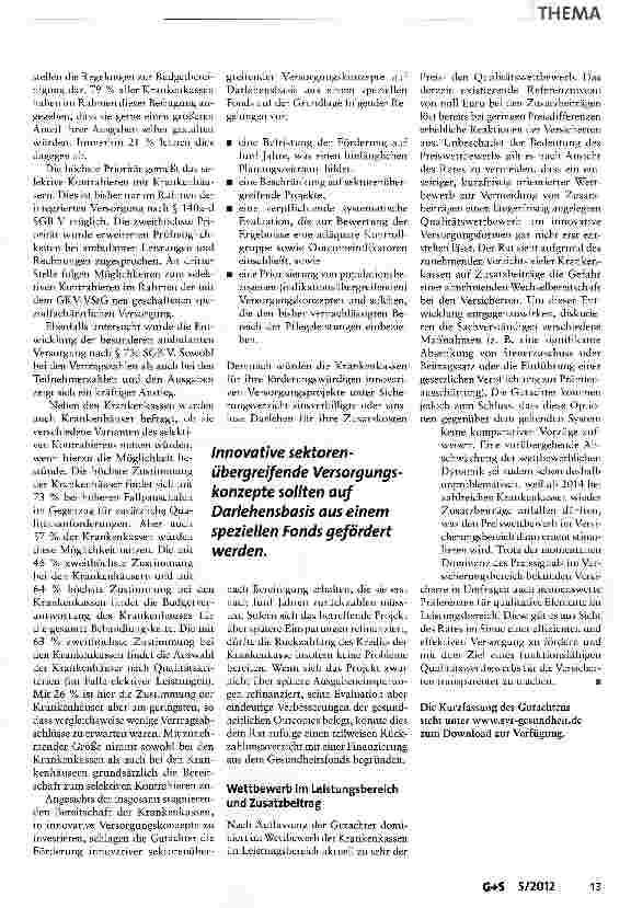 Vorschauseite 6: Wettbewerb an der Schnittstelle zwischen ambulanter und stationärer Gesundheitsversorgung