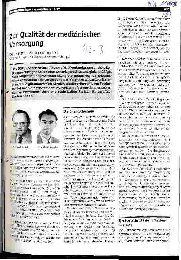 Vorschauseite 1: Zur Qualität der medizinischen Versorgung Das Beispiel Strahlentherapie