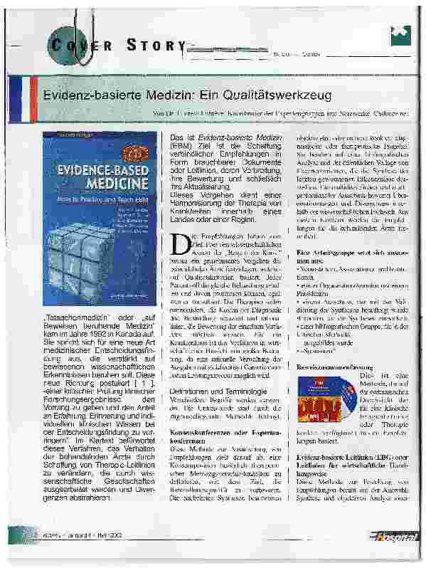 Vorschauseite 1: Evidenz-basierte Medizin: Ein Qualitätswerkzeug