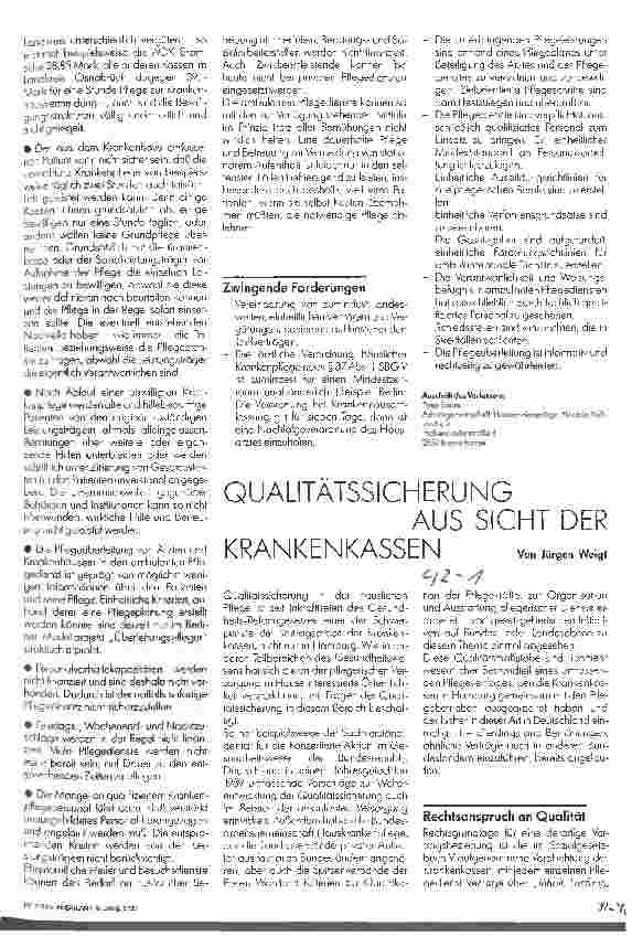 Vorschauseite 1: Qualitätssicherung aus der Sicht der Krankenkassen