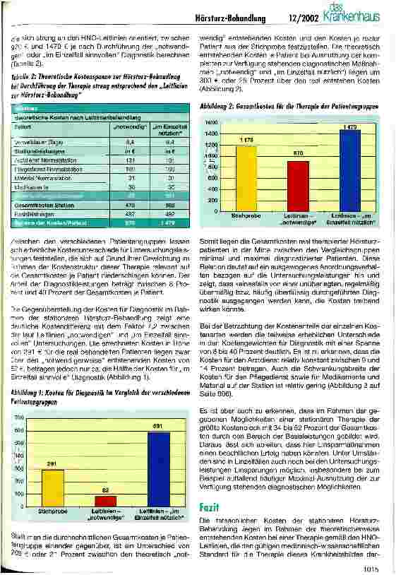 Vorschauseite 3: Die Kosten der stationären Hörsturz-Behandlung Eine Analyse unter Berücksichtigung mediznischer Leitlinien