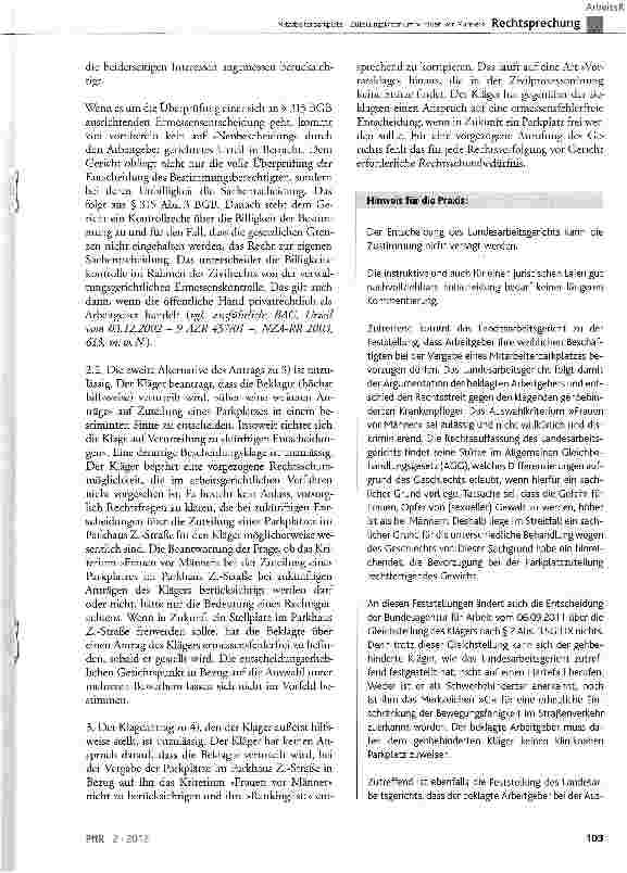 Vorschauseite 4: Mitarbeiterparkplatz -Zuteilungskriterium »Frauen vor Männer«