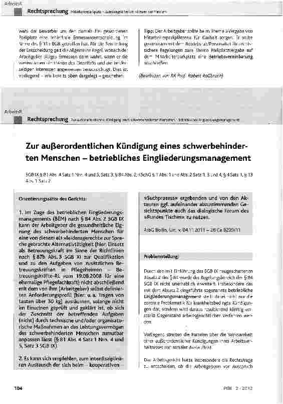 Vorschauseite 5: Mitarbeiterparkplatz -Zuteilungskriterium »Frauen vor Männer«
