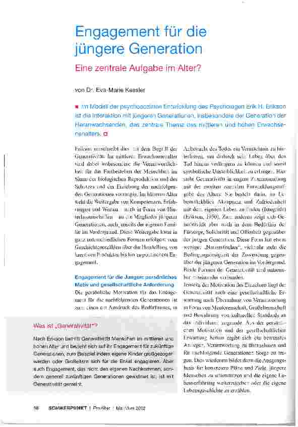 Vorschauseite 1: Engagement für die jüngere Generation