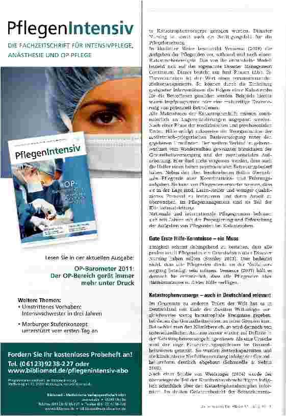 Vorschauseite 5: Katastrophenvorsorge -(k)ein Thema für die Pflege?