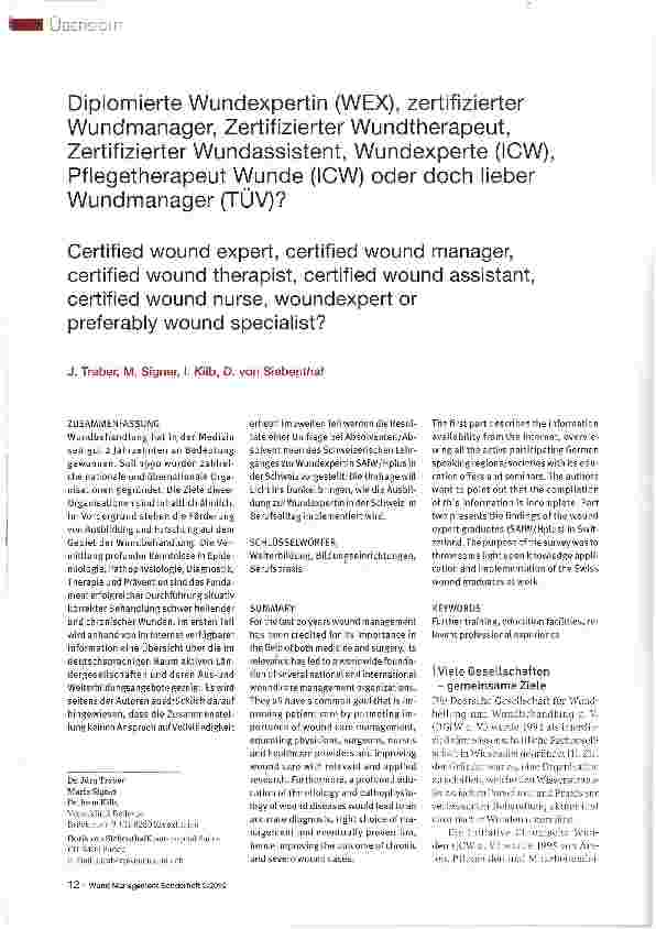 Vorschauseite 1: Diplomierte Wundexpertin (WEX), zertifizierter Wundmanager, Zertifizierter Wundtherapeut, Zertifizierter Wundassistent, Wundexperte (ICW), Pflegetherapeut Wunde (ICW) oder doch li…