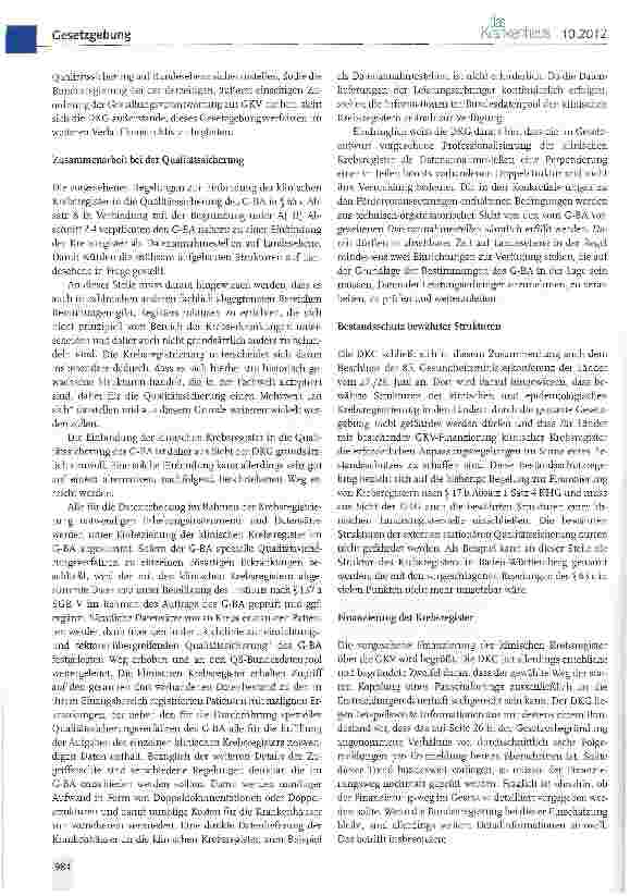 Vorschauseite 2: Krebsfrüherkennungsund -registergesetz - KFRG