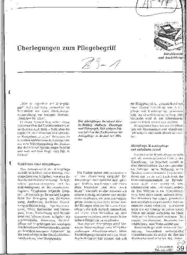 Vorschauseite 1: Überlegungen zum Pflegebegriff