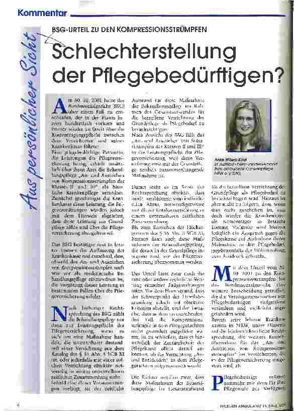 Vorschauseite 1: Schlechterstellung der Pflegebedürftigen?
