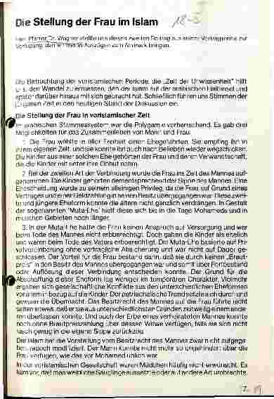 Vorschauseite 1: Die Stellung der Frau im Islam