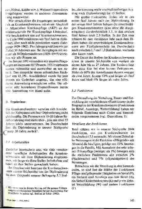 Vorschauseite 3: Laufbahnmuster von Krankenschwestern Teil I: Arbeitsstellen, Funktionen; Beschäftigungsgrade