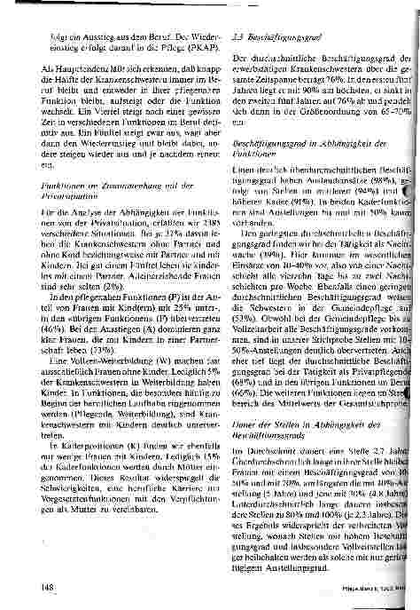 Vorschauseite 6: Laufbahnmuster von Krankenschwestern Teil I: Arbeitsstellen, Funktionen; Beschäftigungsgrade