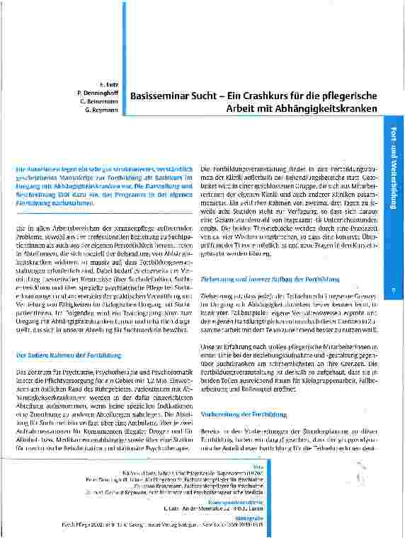Vorschauseite 1: Basisseminar Sucht Ein Crashkurs für die pflegerische Arbeit mit Abhängigkeitskranken