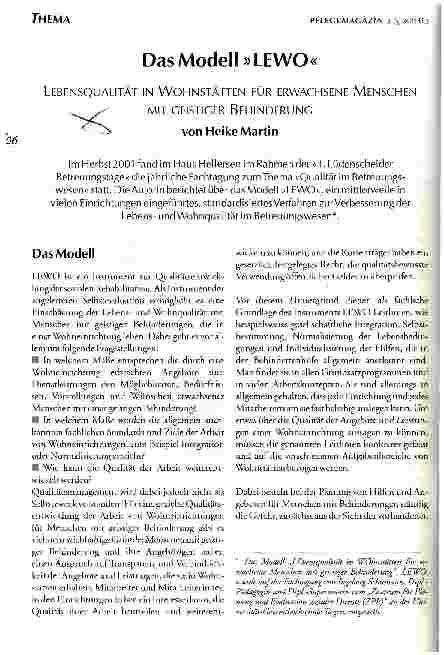 Vorschauseite 1: Das Modell LEWO Lebensqualität in Wohnstätten für erwachsene Menschen mit geistiger Behinderung