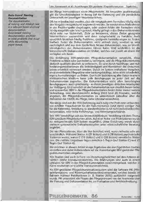 Vorschauseite 2: Auswirkungen EDV-gestützter Pflegedokumentation Ergebnisse von Studien am Universitätsklinikum Heidelberg