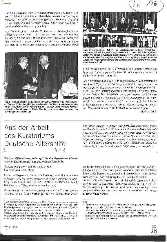 Vorschauseite 1: Aus der Arbeit des Kuratoriums Deutsche Altershilfe Standard-Stellenbeschreibungen für die Hauswirtschaftsleitung