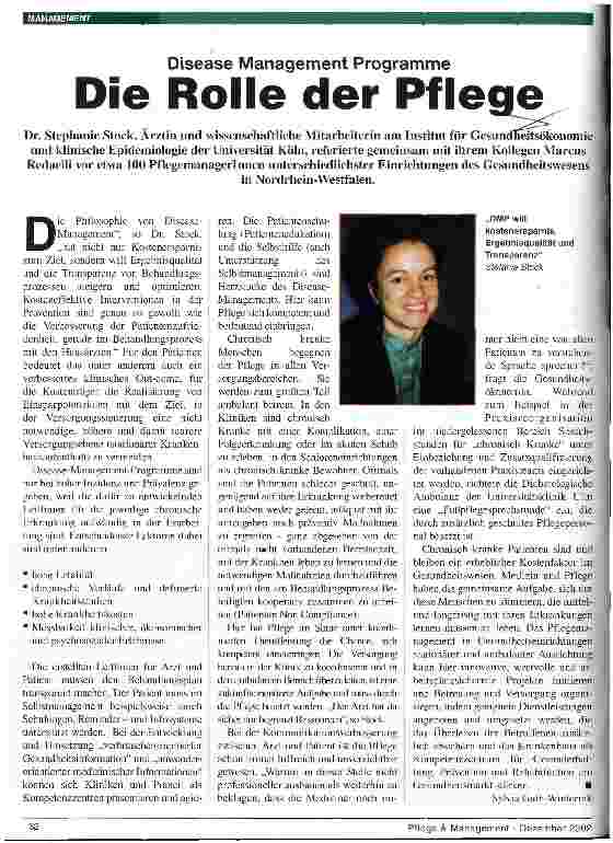 Vorschauseite 1: Disease Management Programme: Die Rolle der Pflege