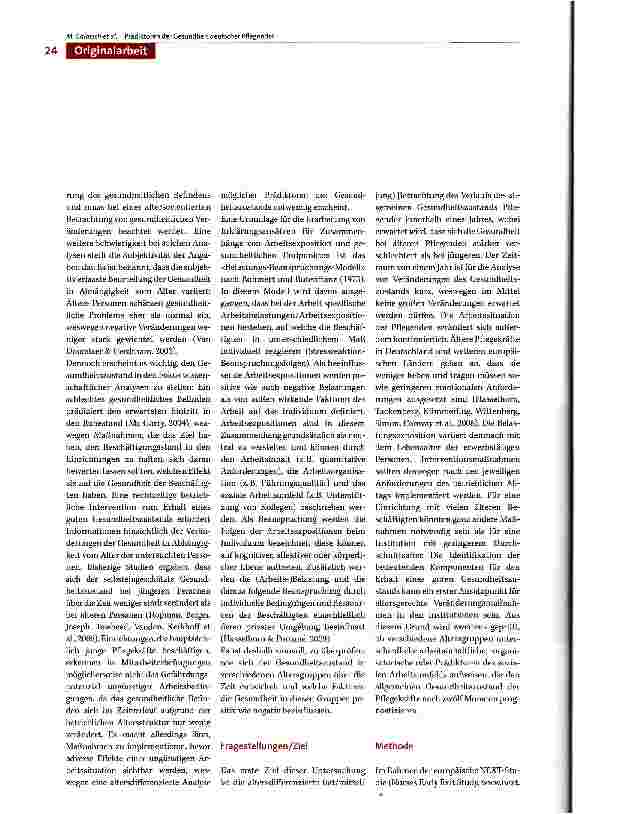 Vorschauseite 2: Vergleich der Gesundheit und Identifizierung von Prädiktoren der Gesundheit in verschiedenen Altersgruppen Pflegender in Deutschland