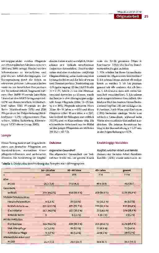 Vorschauseite 3: Vergleich der Gesundheit und Identifizierung von Prädiktoren der Gesundheit in verschiedenen Altersgruppen Pflegender in Deutschland