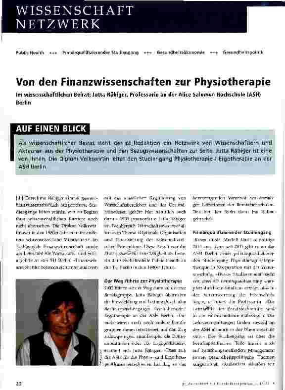 Vorschauseite 1: Von den Finanzwissenschaften zur Physiotherapie