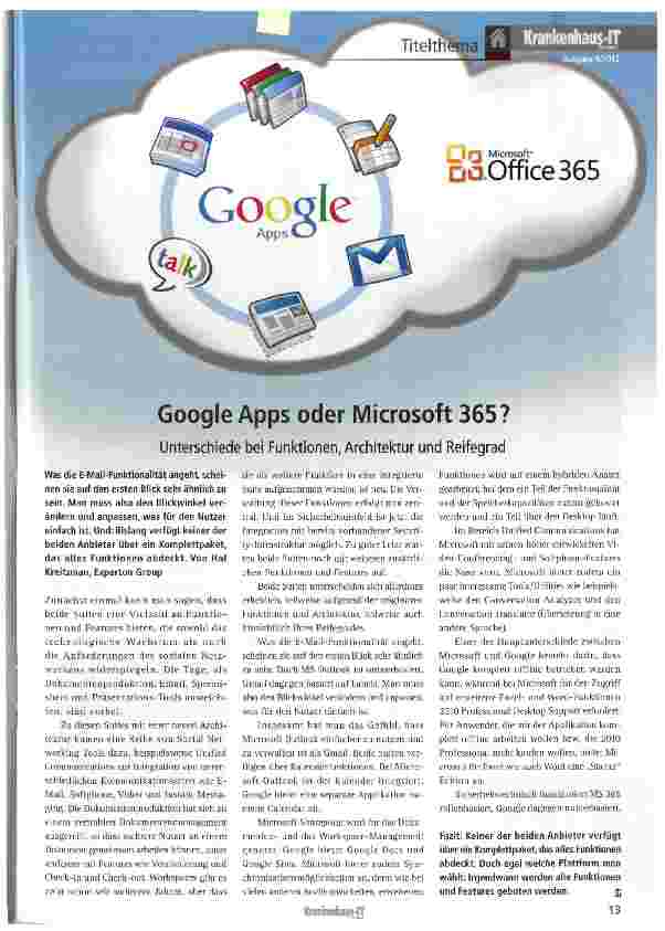 Vorschauseite 1: Google Apps oder Microsoft 365?