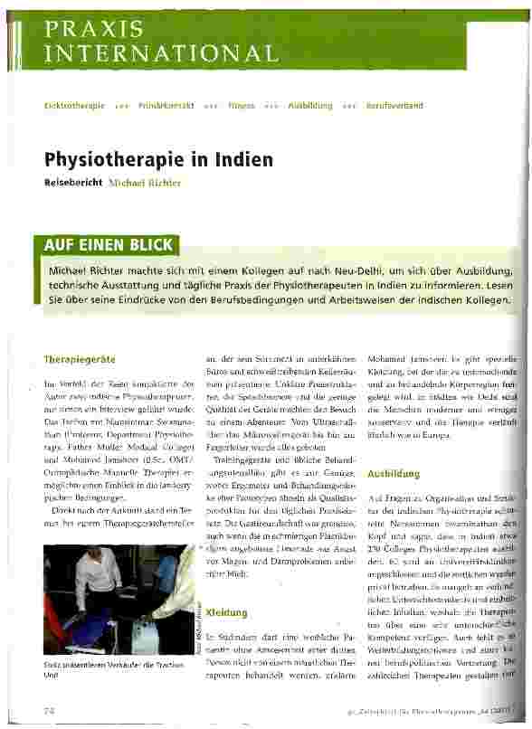 Vorschauseite 1: Physiotherapie in Indien