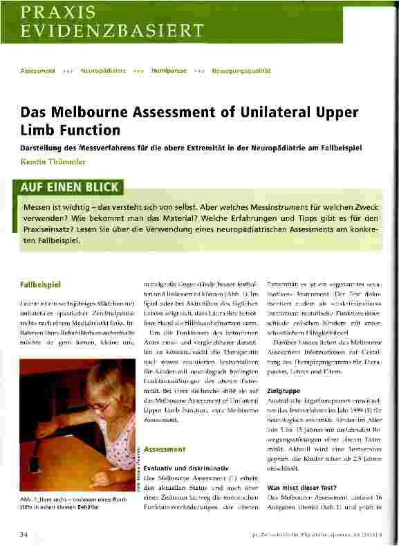 Vorschauseite 1: Das Melbourne Assessment of Unilateral Upper Limb Function