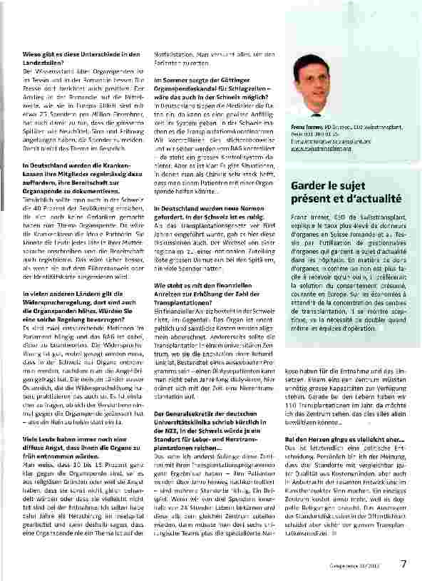 Vorschauseite 2: «In vielen Spitälern ist das Thema Organspende nicht genügend präsent»