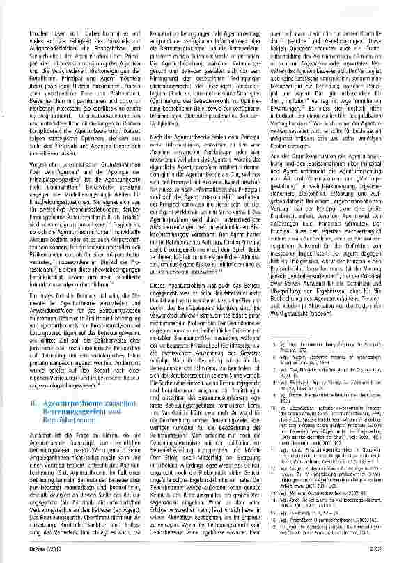 Vorschauseite 2: Ohne Ziel ist auch der Weg egal: Betreuungsgericht und Berufsbetreuer im Lichte der Agenturtheorie