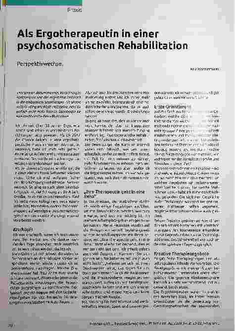 Vorschauseite 1: Als Ergotherapeutin in einer psychosomatischen Rehabilitation.