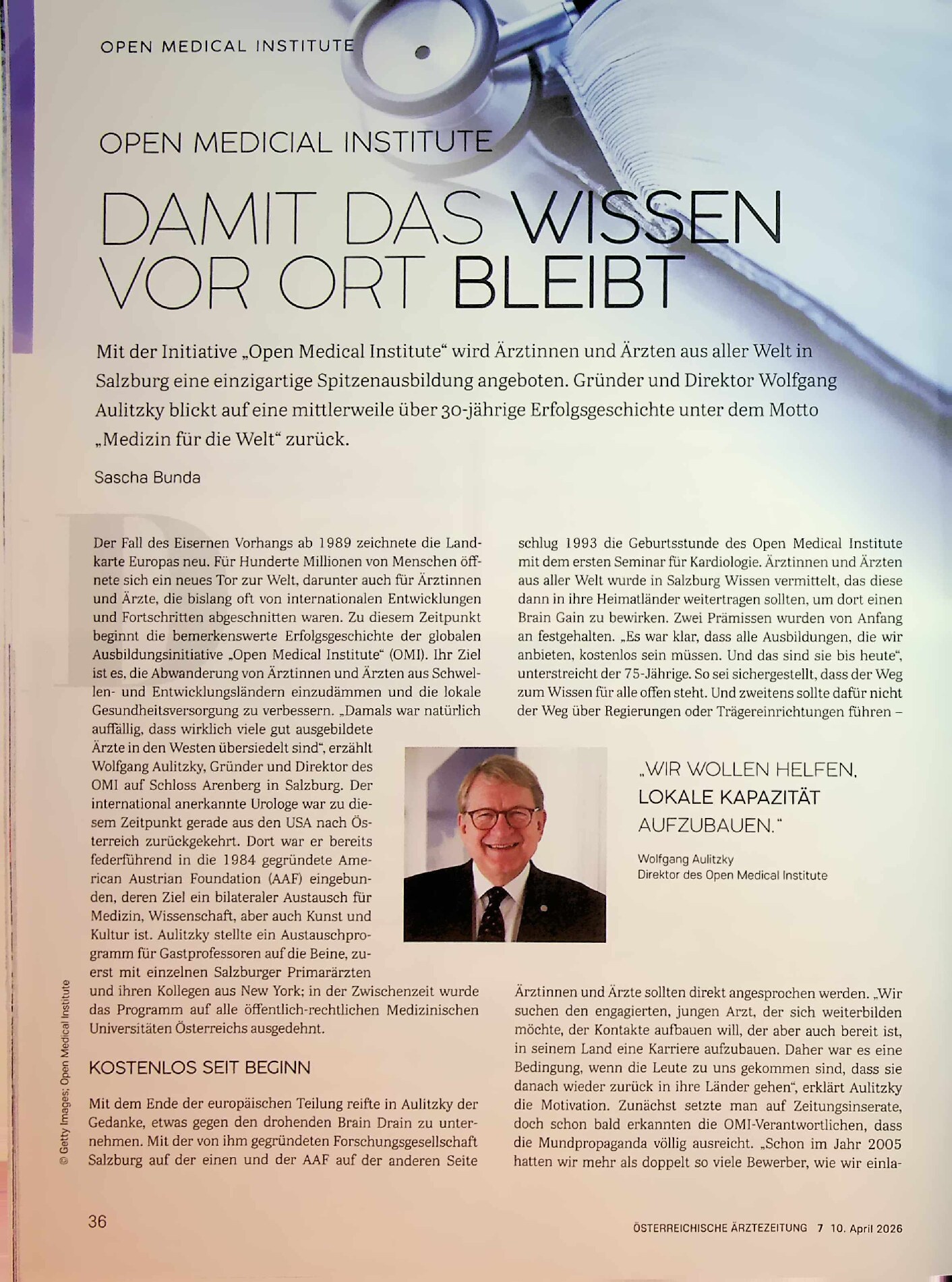 Vorschauseite 1: Open Medical Institute. Damit das Wissen vor Ort bleibt