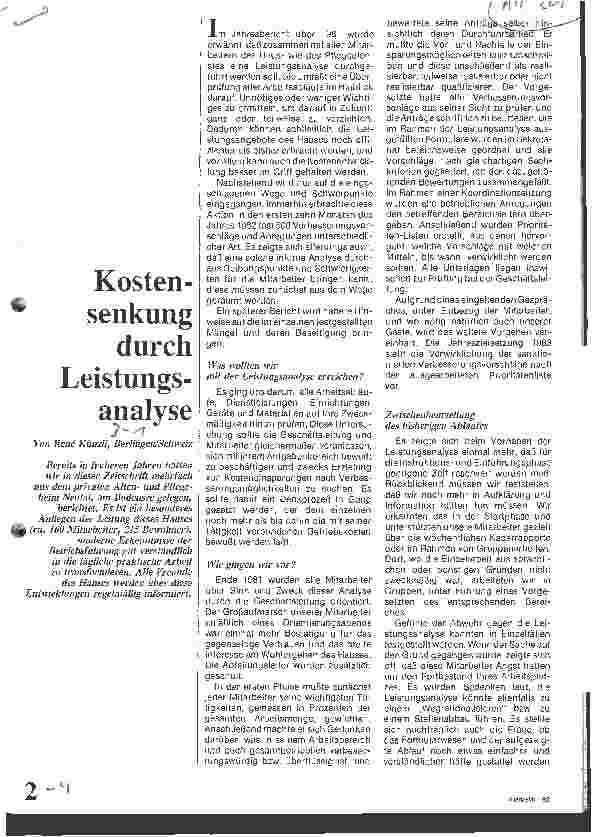 Vorschauseite 1: Kostensenkung durch Leistungsanalyse