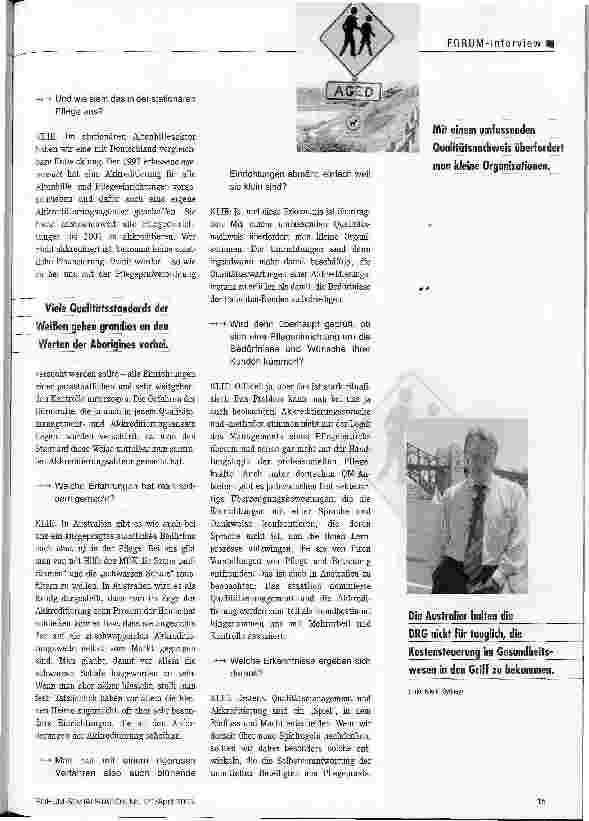 Vorschauseite 2: Qualitätsmanagement ist ein Spiel, in dem Einfluss und Macht entscheiden Der Freiburger Rechtsprofessor und Altenhilfeexperte zur Qualitätsentwicklung australischer und deutscher…